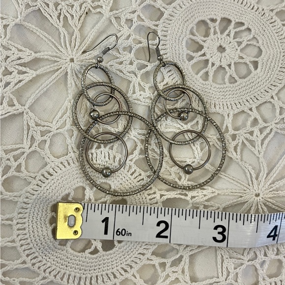 Silver hoops dangle earrings - Picture 3 of 4